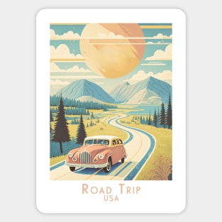 Vintage Retro Road Trip USA Sticker